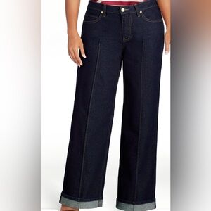 Free Assembly Dark Blue Wide-Leg Pintuck Jeans